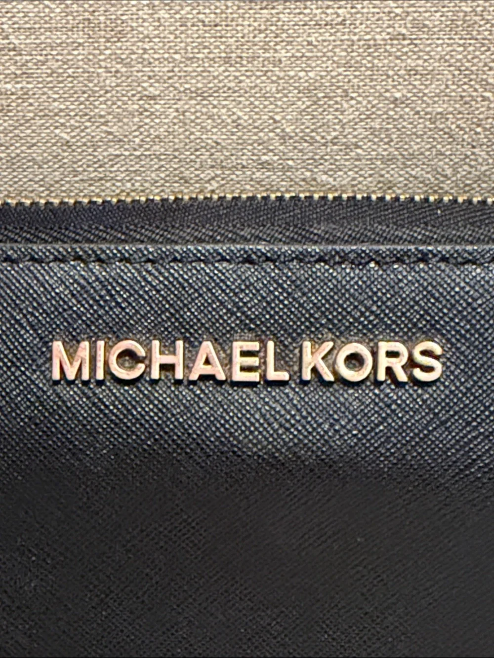 Michael Kors Black Saffiano Leather Zip Wristlet